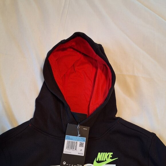 Nike Just Do It Youth Boys Sweatshirt Hoodie  Pullover Black Size Medium - Picture 3 of 6